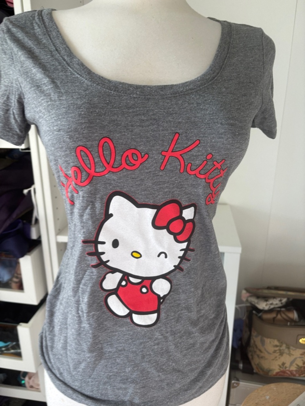 Hello Kitty Gray Tee with Red Graphic